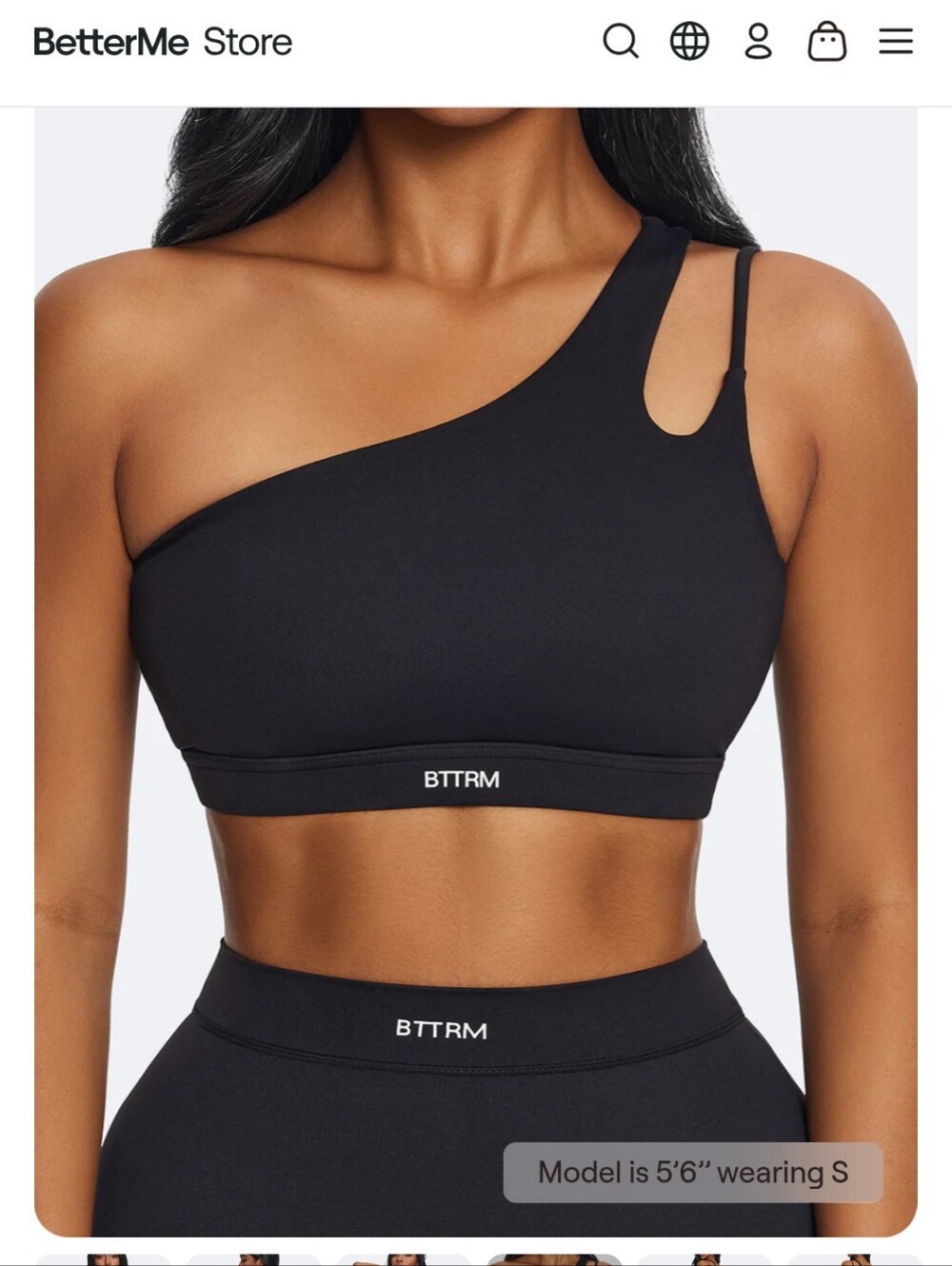 Better Me One-Shoulder Black Sports Bralette Size L